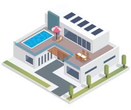 mockup de una casa con paneles solares