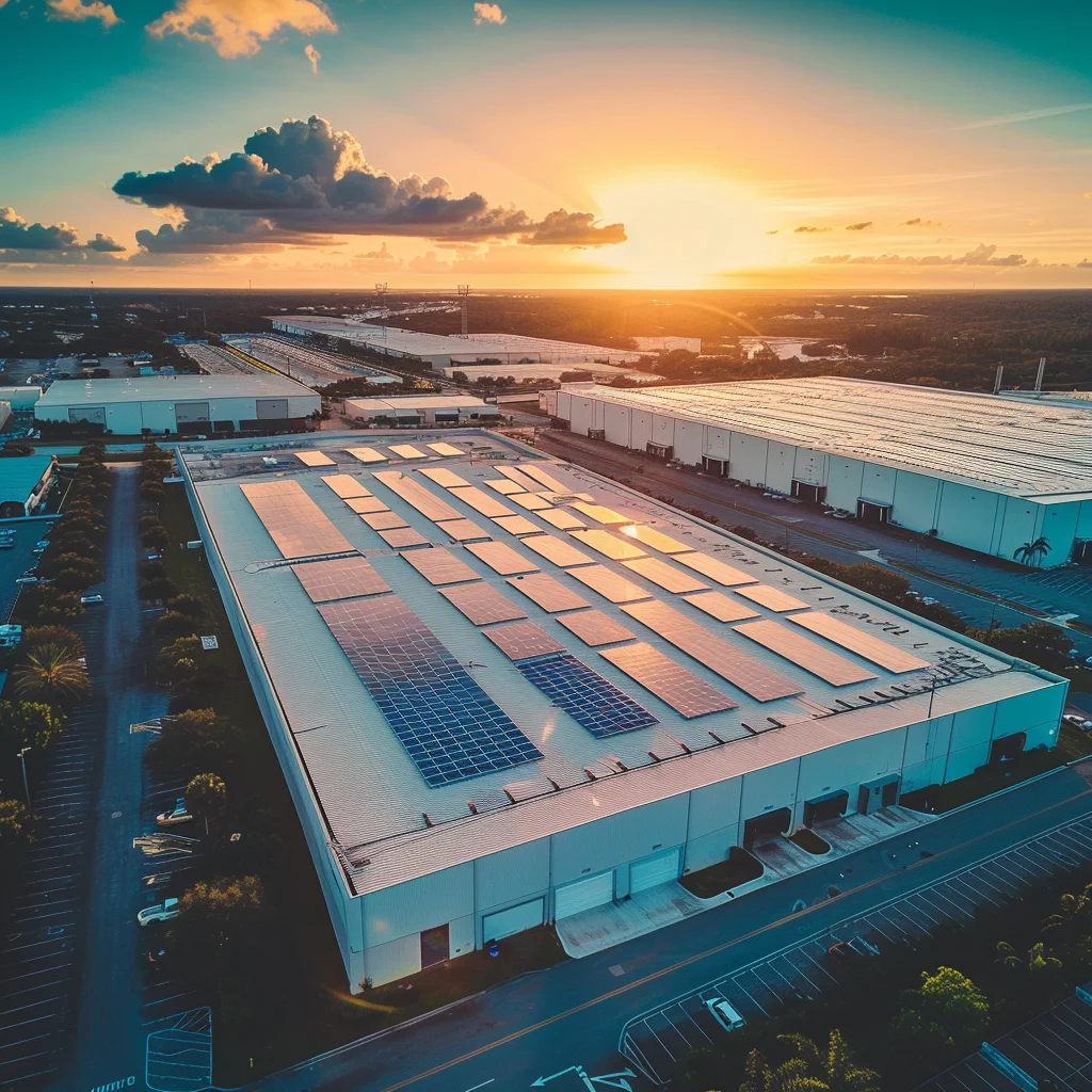 Soluciones de energia industrial. Fabrica con paneles solares