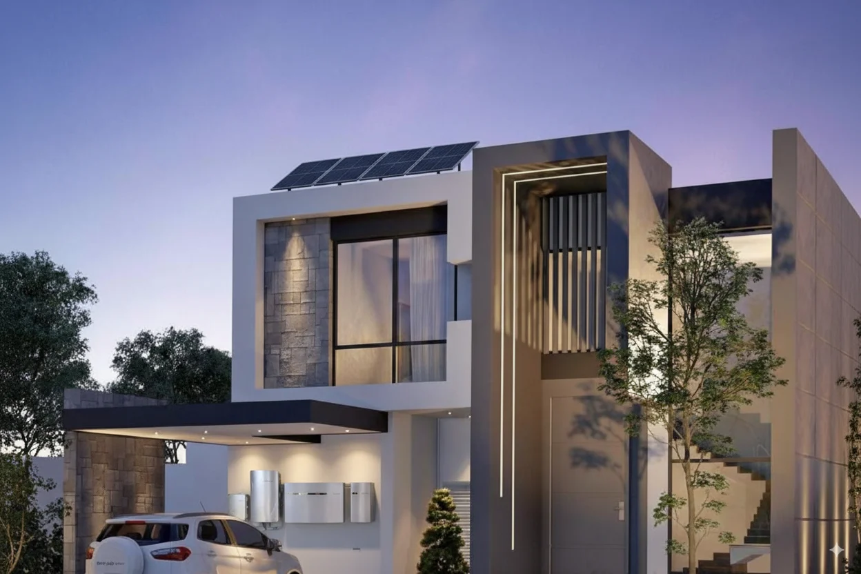 Sistema de baterías para paneles solares instaladas en una casa de Guayaquil, Ecuador.